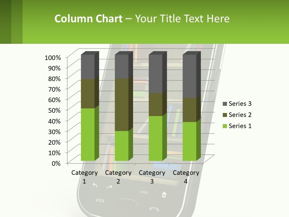 A Cell Phone With A Book Shelf On It PowerPoint Template