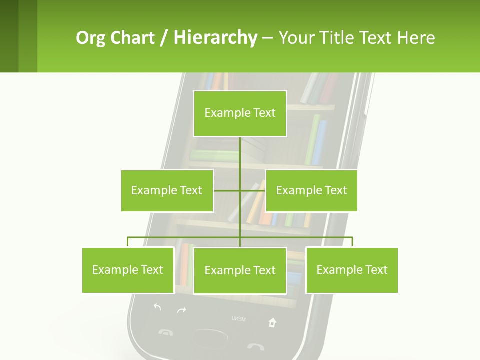 A Cell Phone With A Book Shelf On It PowerPoint Template