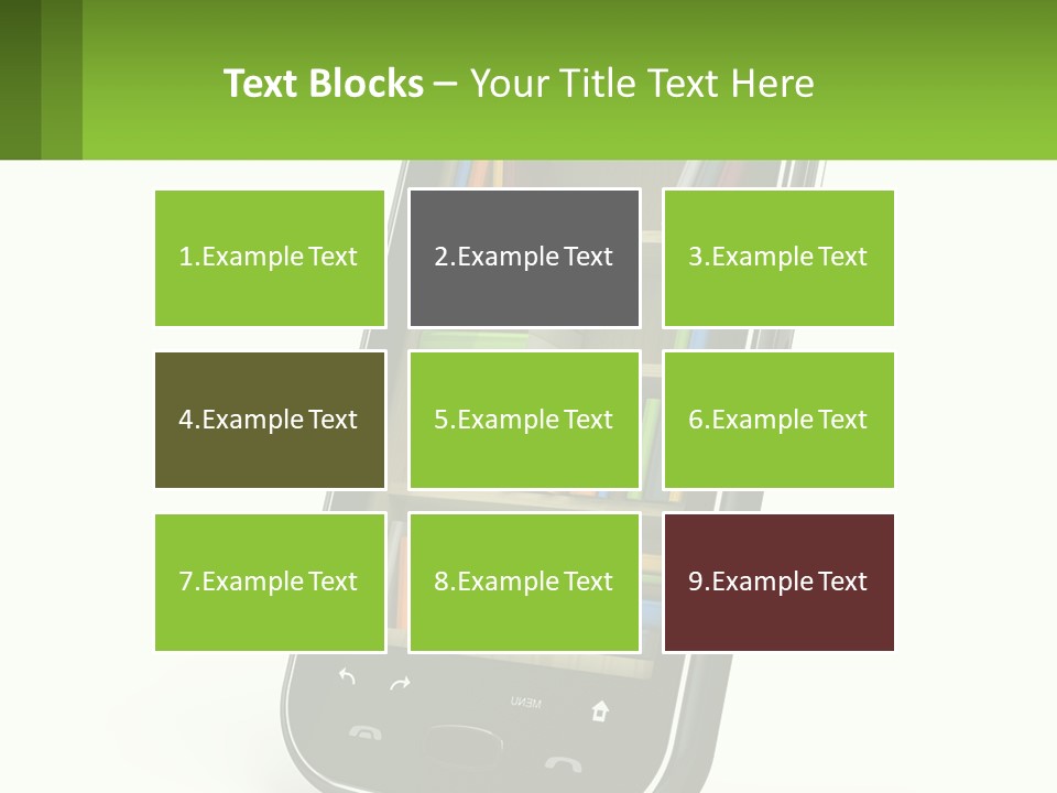 A Cell Phone With A Book Shelf On It PowerPoint Template