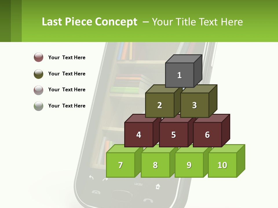A Cell Phone With A Book Shelf On It PowerPoint Template