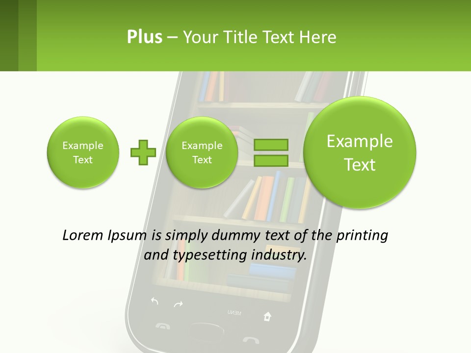 A Cell Phone With A Book Shelf On It PowerPoint Template