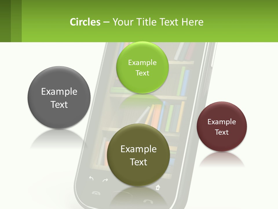 A Cell Phone With A Book Shelf On It PowerPoint Template
