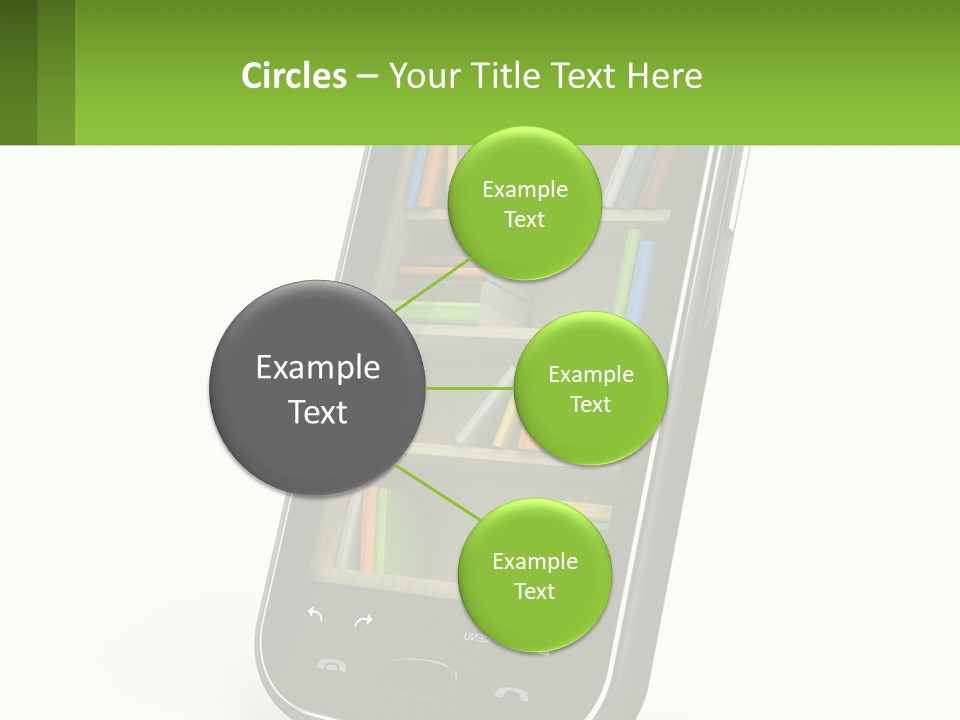 A Cell Phone With A Book Shelf On It PowerPoint Template