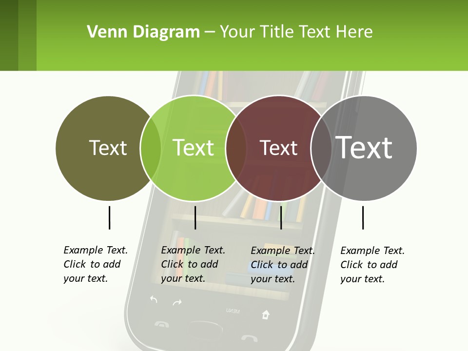 A Cell Phone With A Book Shelf On It PowerPoint Template