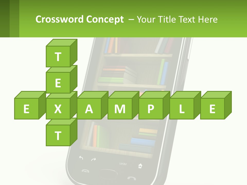 A Cell Phone With A Book Shelf On It PowerPoint Template