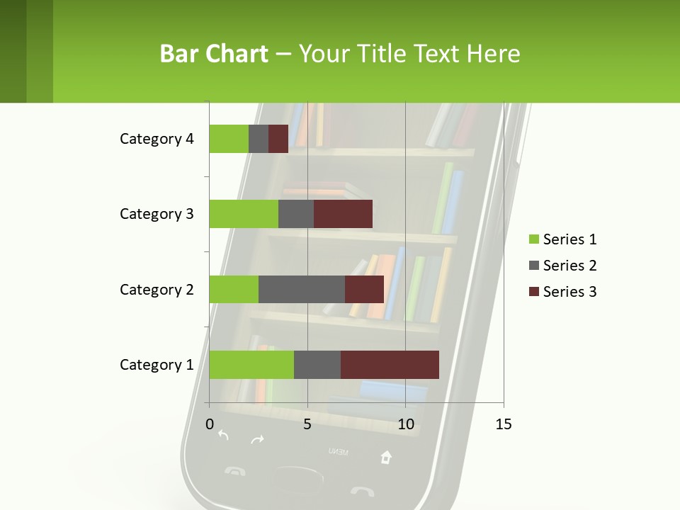 A Cell Phone With A Book Shelf On It PowerPoint Template