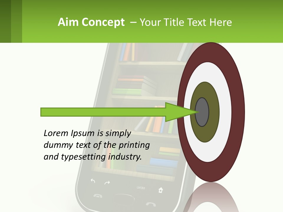 A Cell Phone With A Book Shelf On It PowerPoint Template