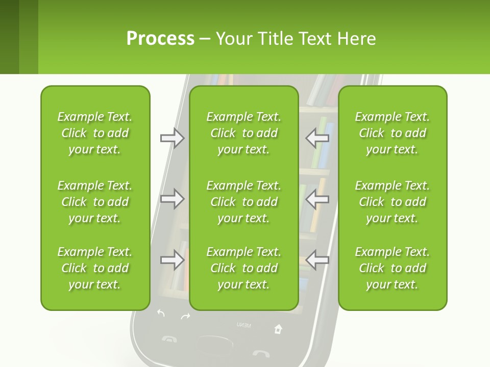 A Cell Phone With A Book Shelf On It PowerPoint Template