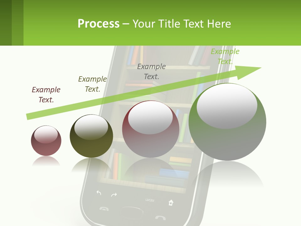 A Cell Phone With A Book Shelf On It PowerPoint Template