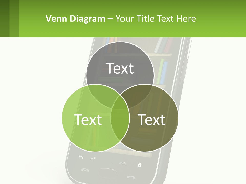 A Cell Phone With A Book Shelf On It PowerPoint Template