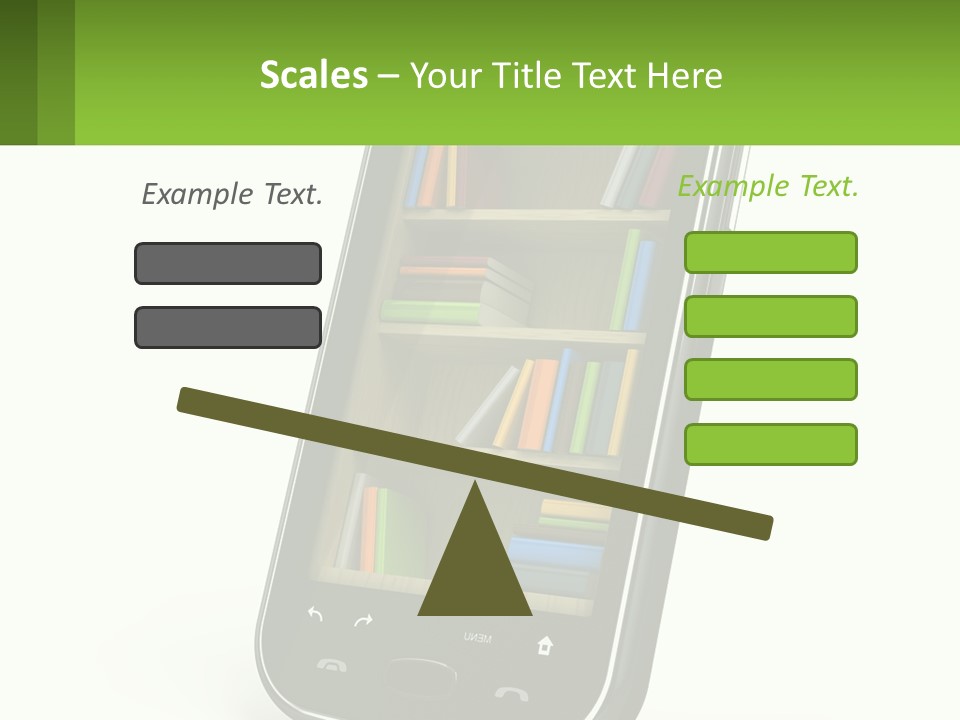 A Cell Phone With A Book Shelf On It PowerPoint Template