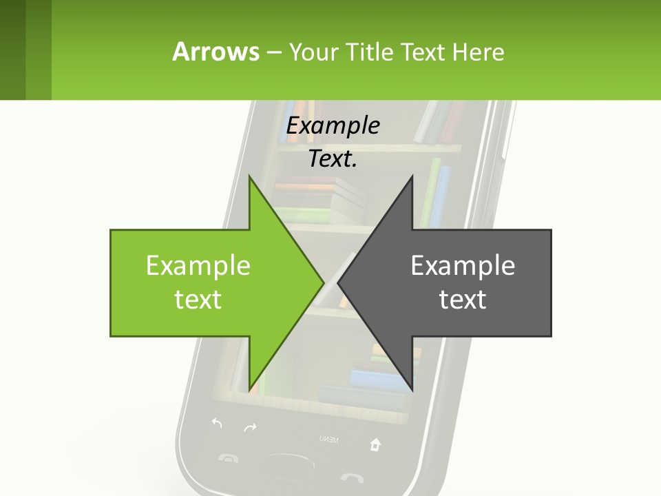 A Cell Phone With A Book Shelf On It PowerPoint Template