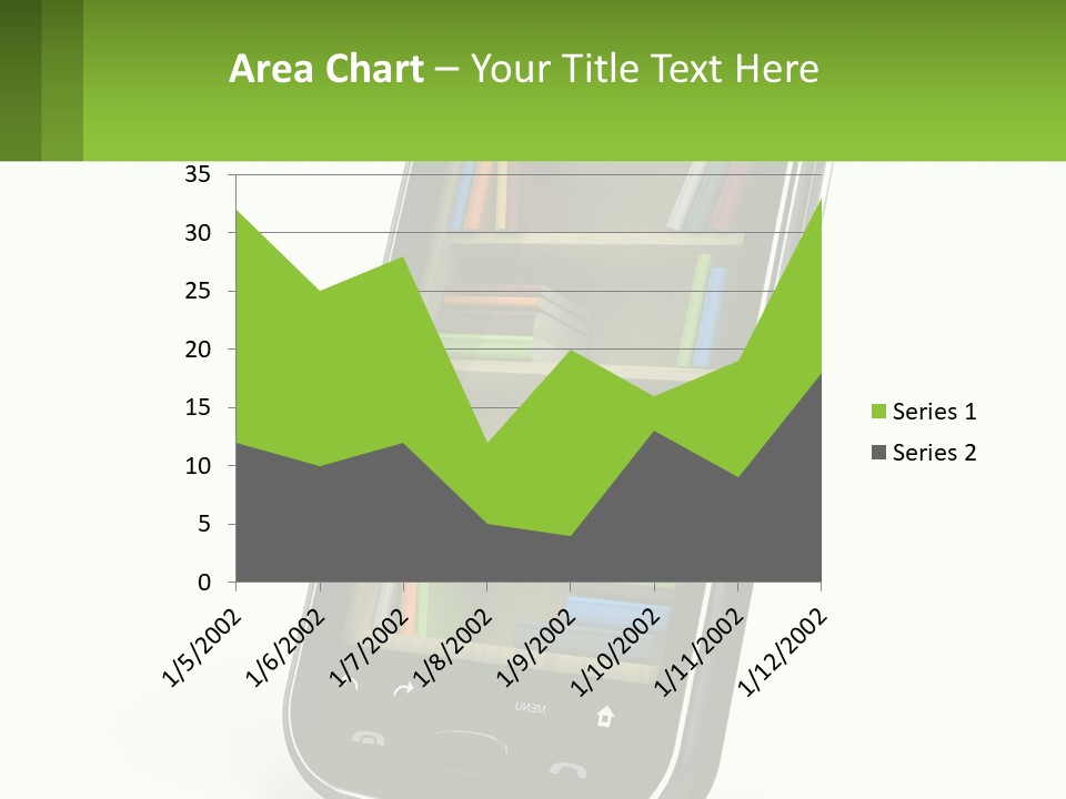 A Cell Phone With A Book Shelf On It PowerPoint Template