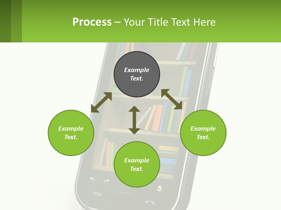 A Cell Phone With A Book Shelf On It PowerPoint Template