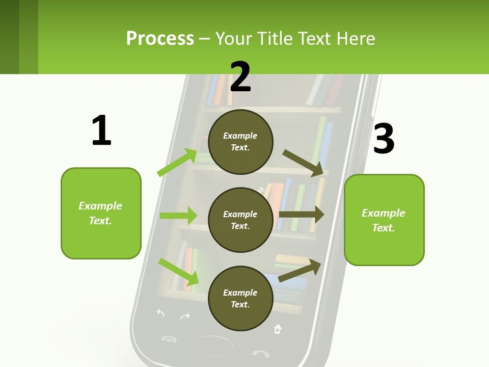 A Cell Phone With A Book Shelf On It PowerPoint Template