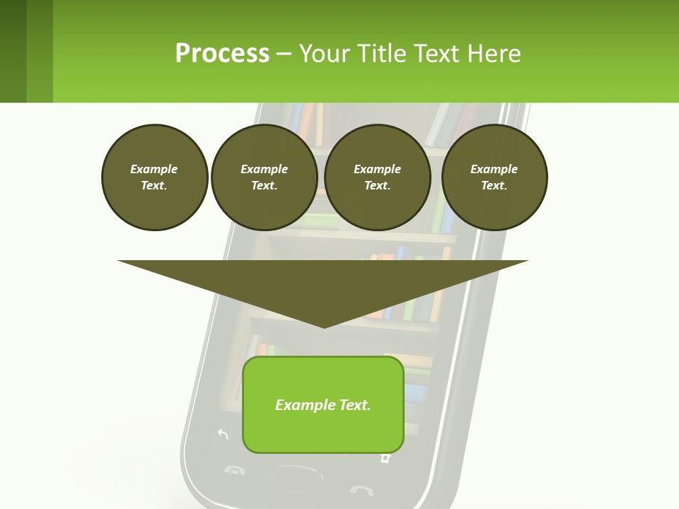 A Cell Phone With A Book Shelf On It PowerPoint Template