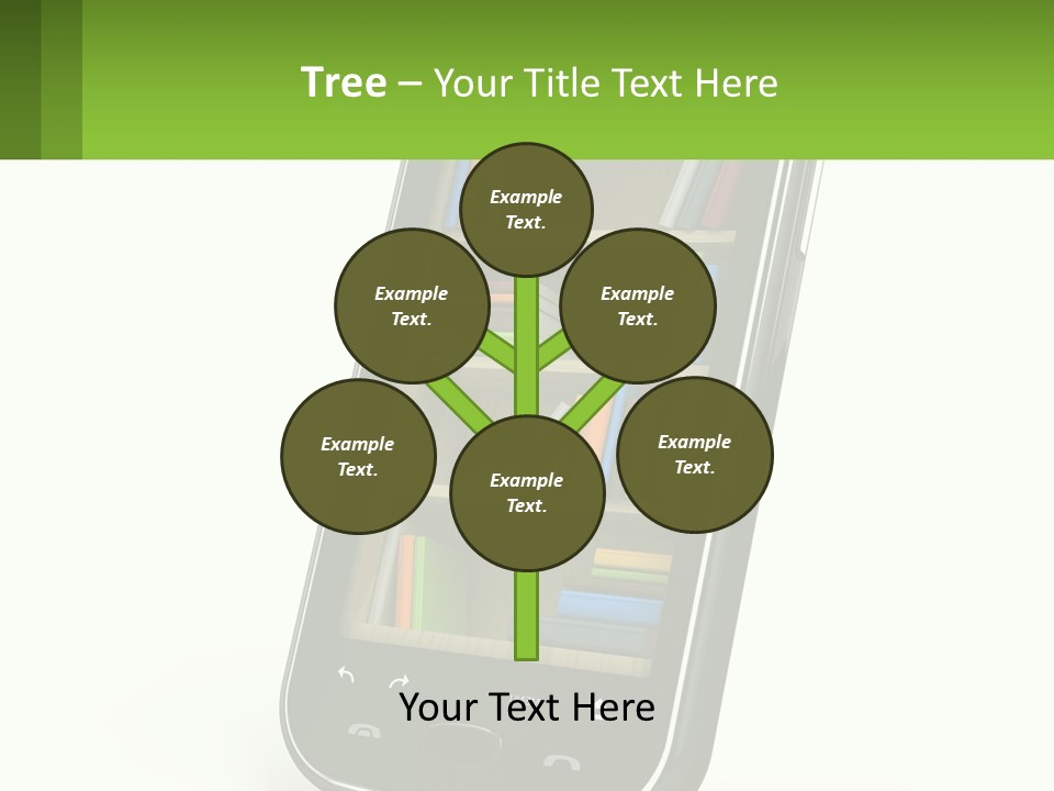 A Cell Phone With A Book Shelf On It PowerPoint Template