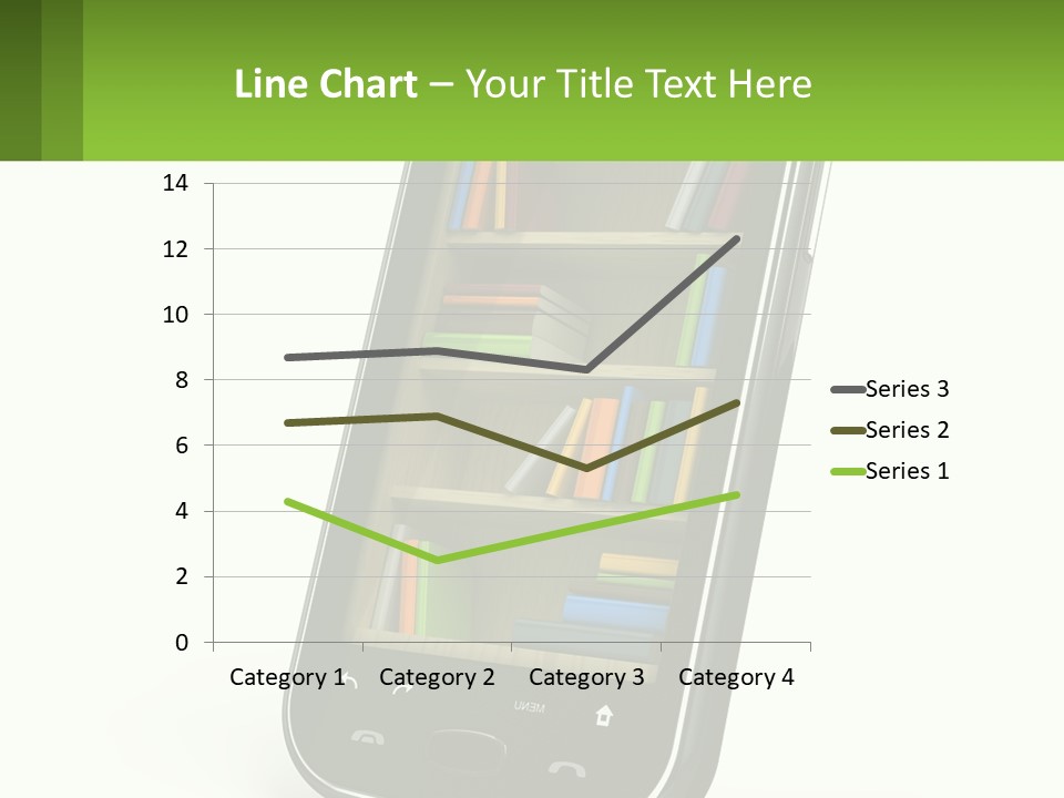 A Cell Phone With A Book Shelf On It PowerPoint Template