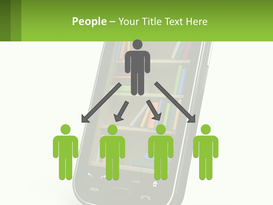 A Cell Phone With A Book Shelf On It PowerPoint Template