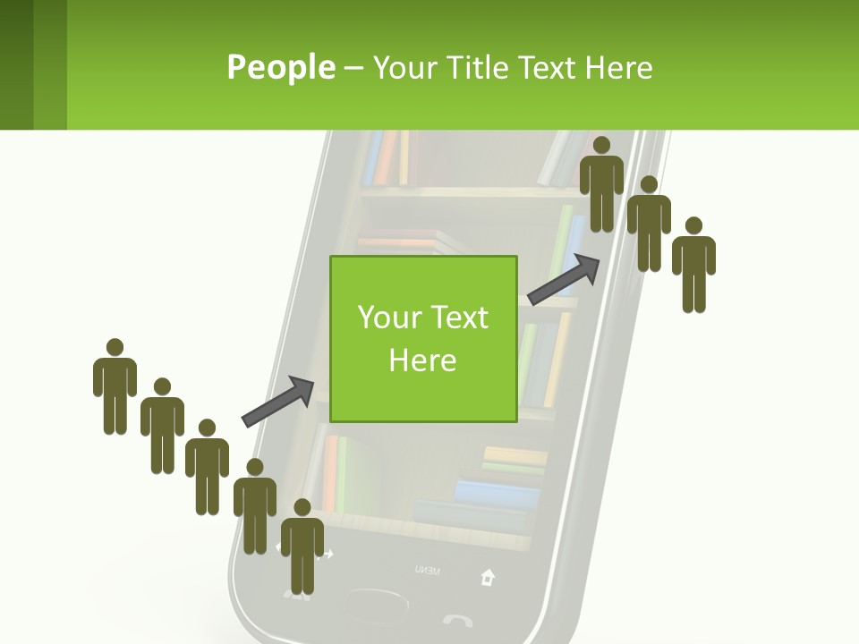 A Cell Phone With A Book Shelf On It PowerPoint Template