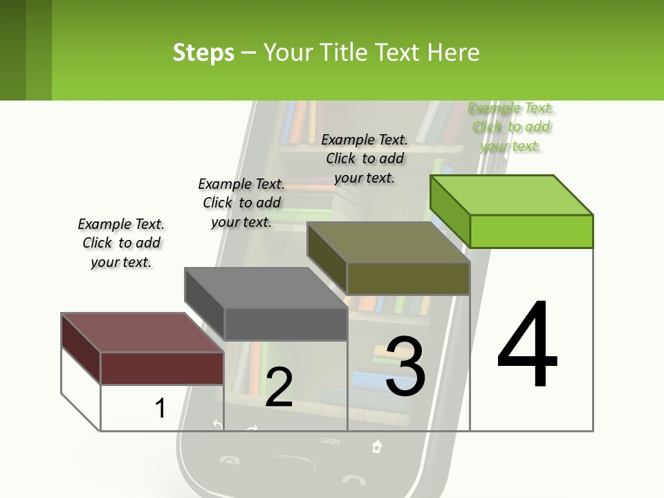A Cell Phone With A Book Shelf On It PowerPoint Template