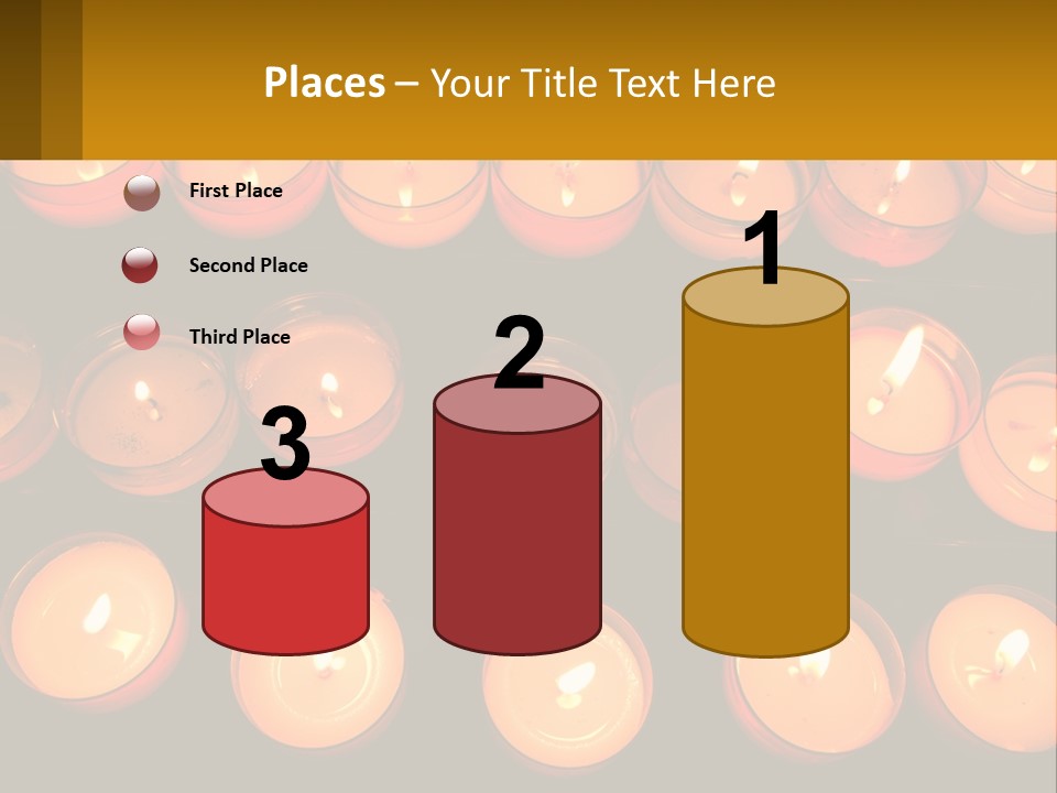 Many Lit Candles Are Arranged In A Row PowerPoint Template