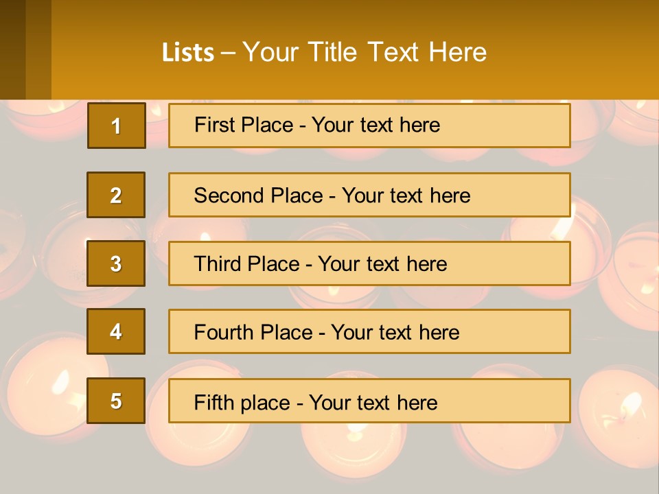 Many Lit Candles Are Arranged In A Row PowerPoint Template