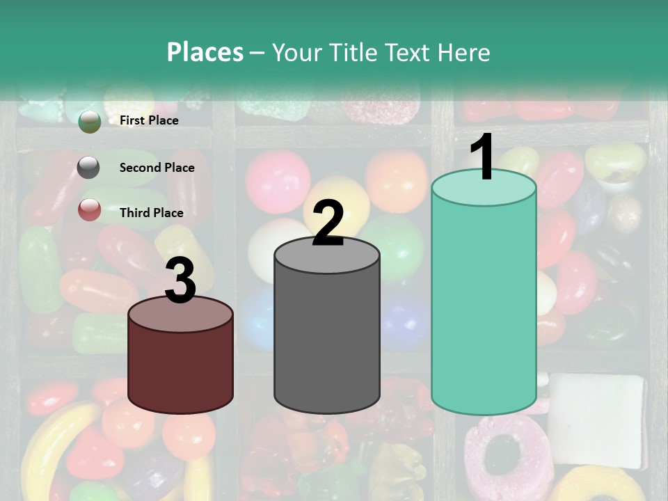 A Wooden Box Filled With Lots Of Candy PowerPoint Template