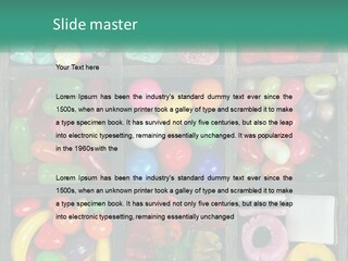 A Wooden Box Filled With Lots Of Candy PowerPoint Template