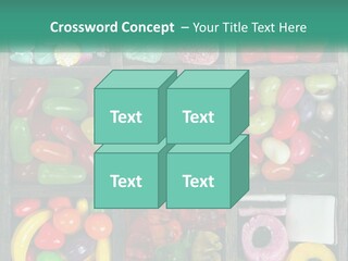 A Wooden Box Filled With Lots Of Candy PowerPoint Template