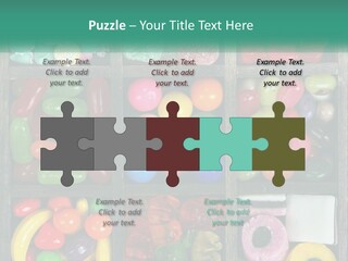 A Wooden Box Filled With Lots Of Candy PowerPoint Template