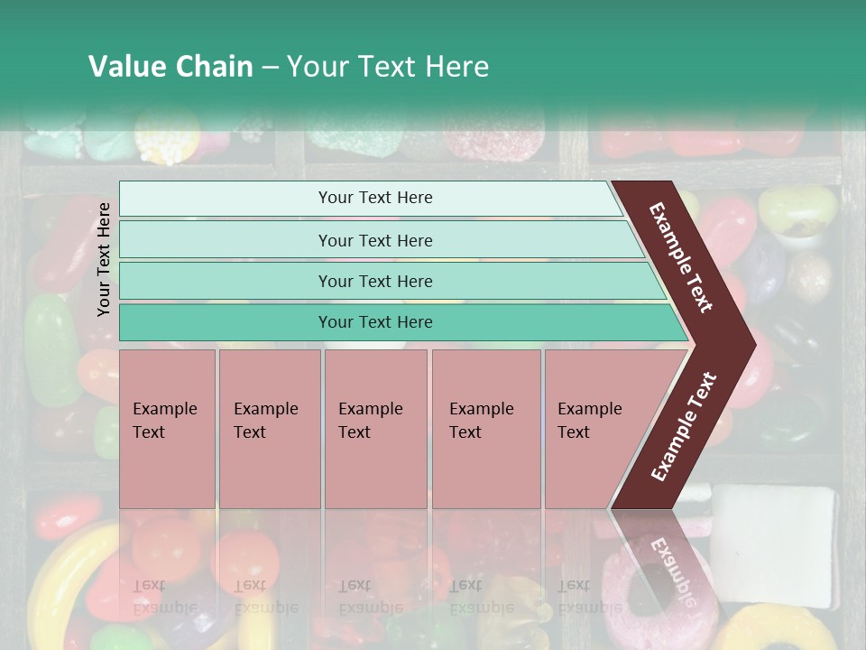 A Wooden Box Filled With Lots Of Candy PowerPoint Template