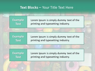 A Wooden Box Filled With Lots Of Candy PowerPoint Template