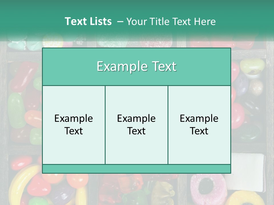A Wooden Box Filled With Lots Of Candy PowerPoint Template