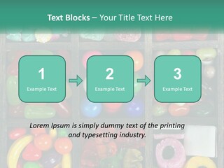 A Wooden Box Filled With Lots Of Candy PowerPoint Template