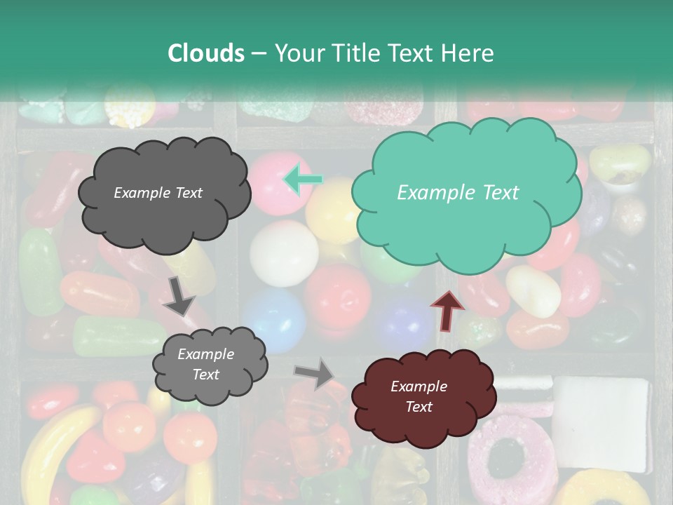 A Wooden Box Filled With Lots Of Candy PowerPoint Template
