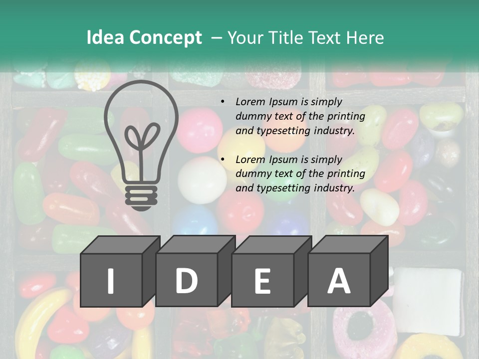 A Wooden Box Filled With Lots Of Candy PowerPoint Template