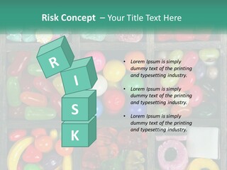 A Wooden Box Filled With Lots Of Candy PowerPoint Template