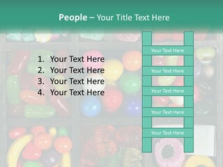 A Wooden Box Filled With Lots Of Candy PowerPoint Template