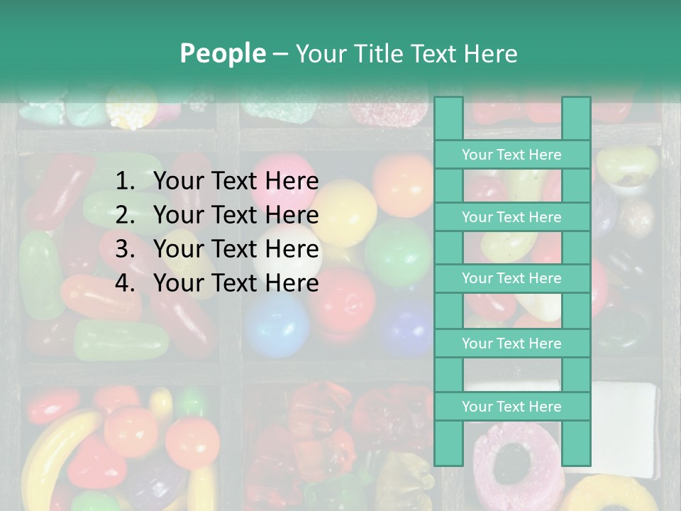 A Wooden Box Filled With Lots Of Candy PowerPoint Template