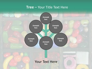 A Wooden Box Filled With Lots Of Candy PowerPoint Template