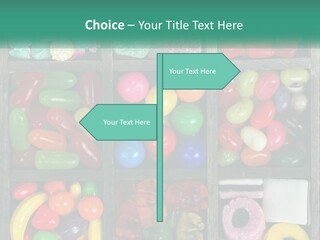 A Wooden Box Filled With Lots Of Candy PowerPoint Template