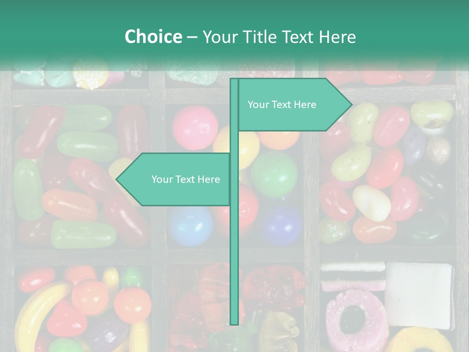 A Wooden Box Filled With Lots Of Candy PowerPoint Template