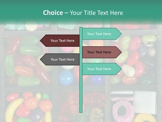 A Wooden Box Filled With Lots Of Candy PowerPoint Template