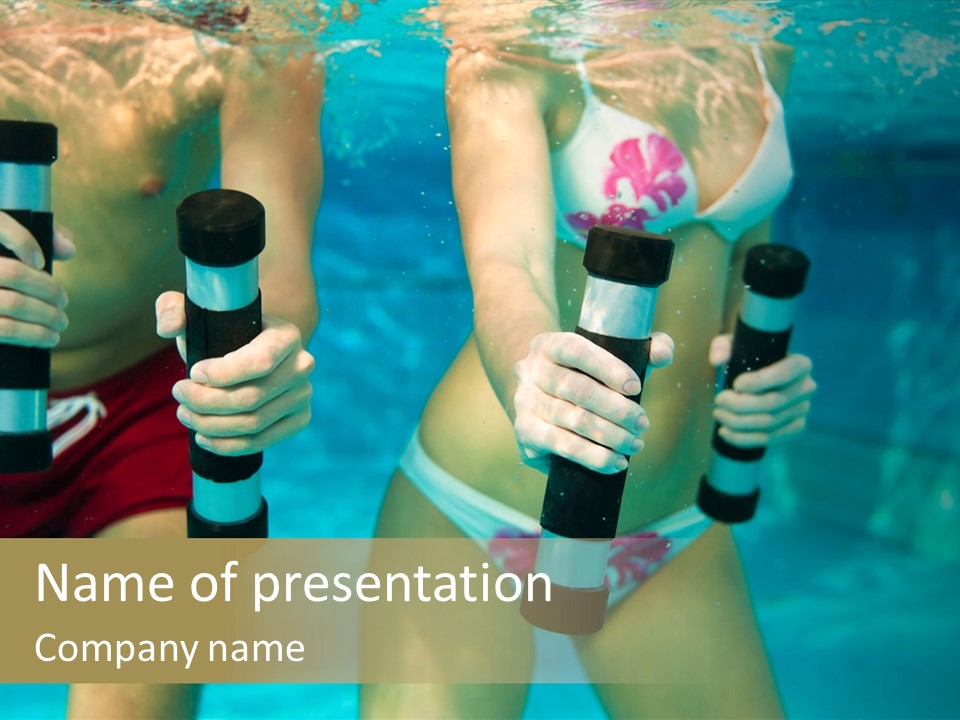 A Couple Of Women In Bikinis Under Water PowerPoint Template