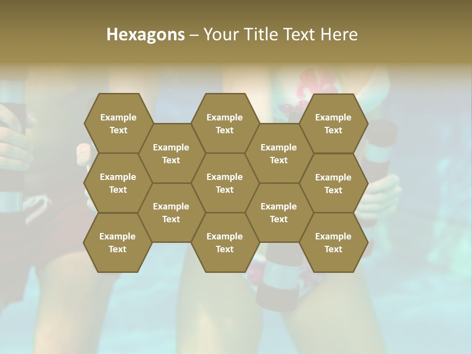 A Couple Of Women In Bikinis Under Water PowerPoint Template