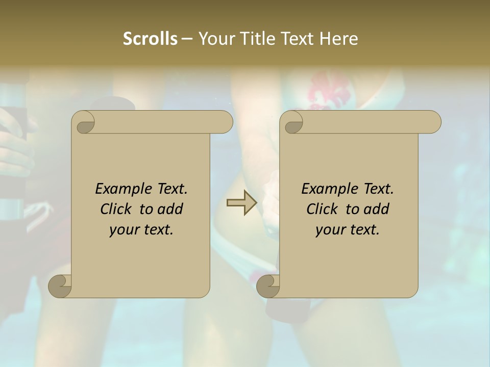 A Couple Of Women In Bikinis Under Water PowerPoint Template