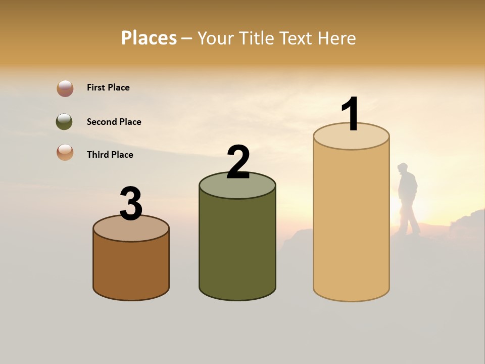 A Man Standing On Top Of A Mountain At Sunset PowerPoint Template