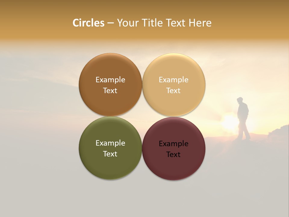 A Man Standing On Top Of A Mountain At Sunset PowerPoint Template