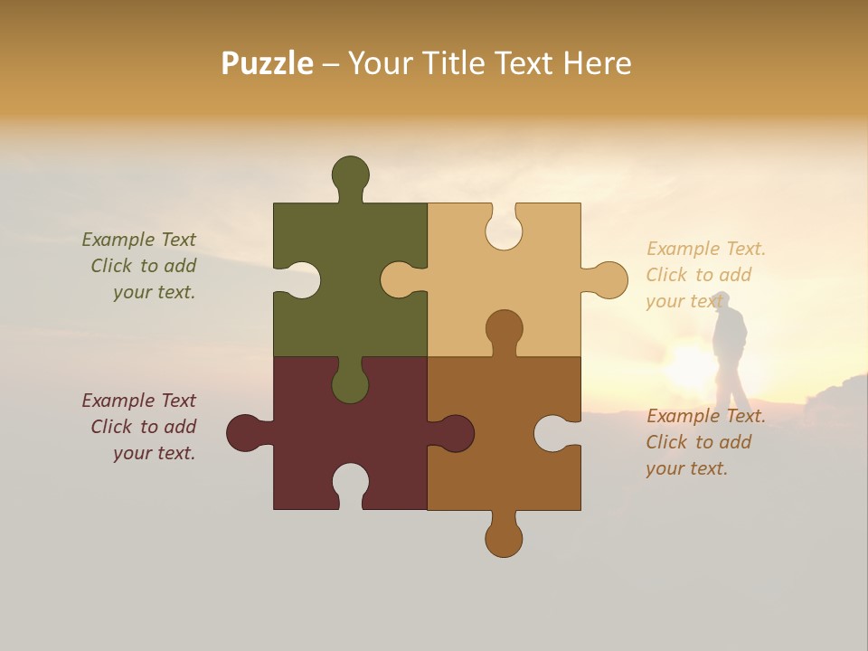 A Man Standing On Top Of A Mountain At Sunset PowerPoint Template